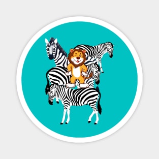 Lion with Zebras Magnet